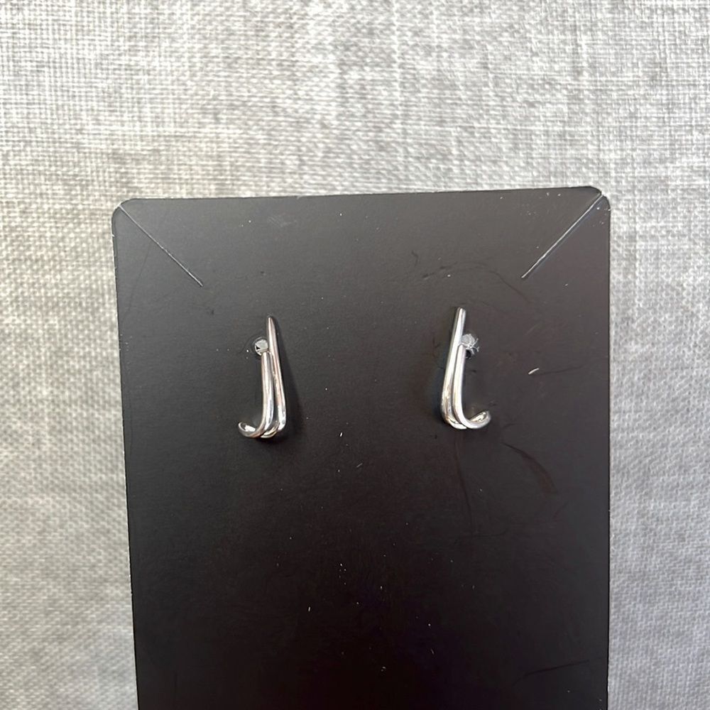 Minimalist Double Curved Bar Pierced Earrings in Sterling Silver